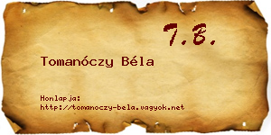 Tomanóczy Béla névjegykártya