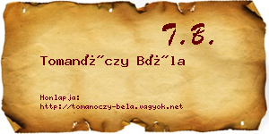 Tomanóczy Béla névjegykártya